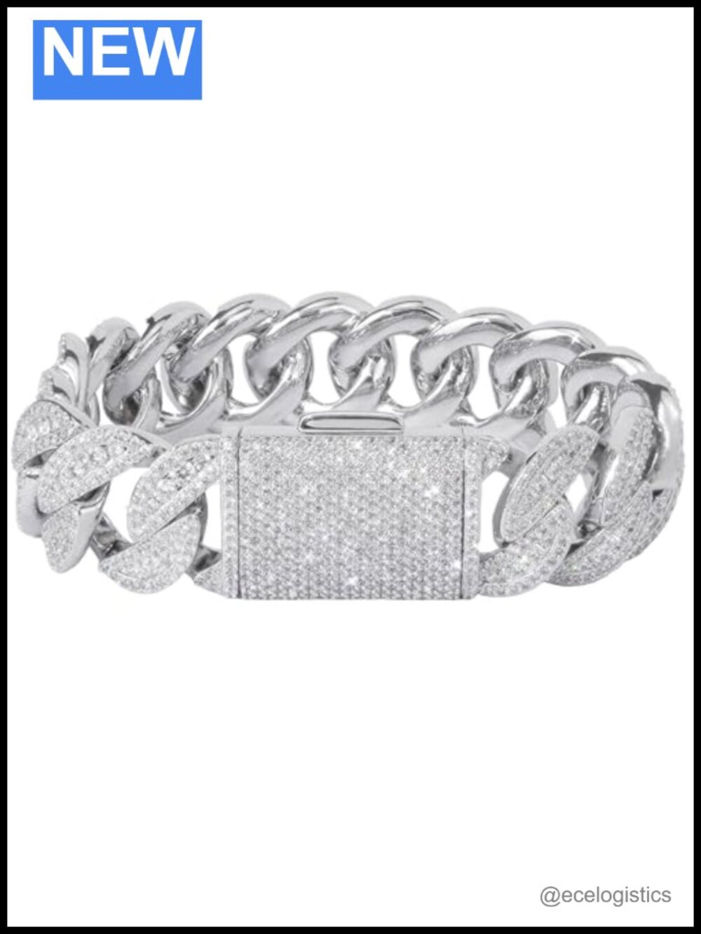 Iced Out Cuban Link Bracelet 5A CZ 18K White Gold Plated Hip Hop